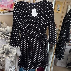 One Clothing Black and White Polka Dot Midi Dress